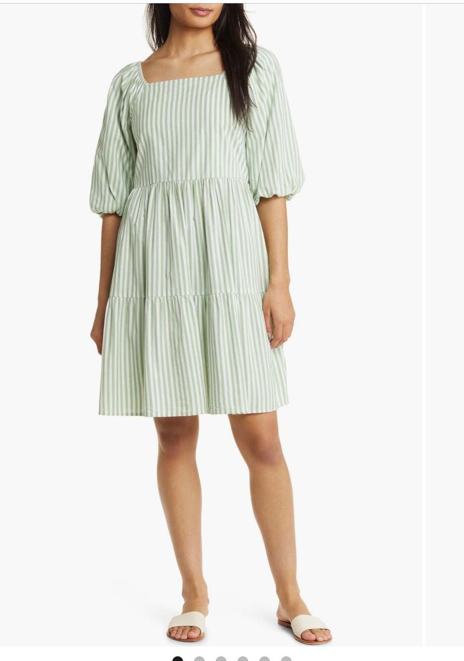 Beachlunchlounge Stripe Open Back Bow Cotton Blend Dress Sz M